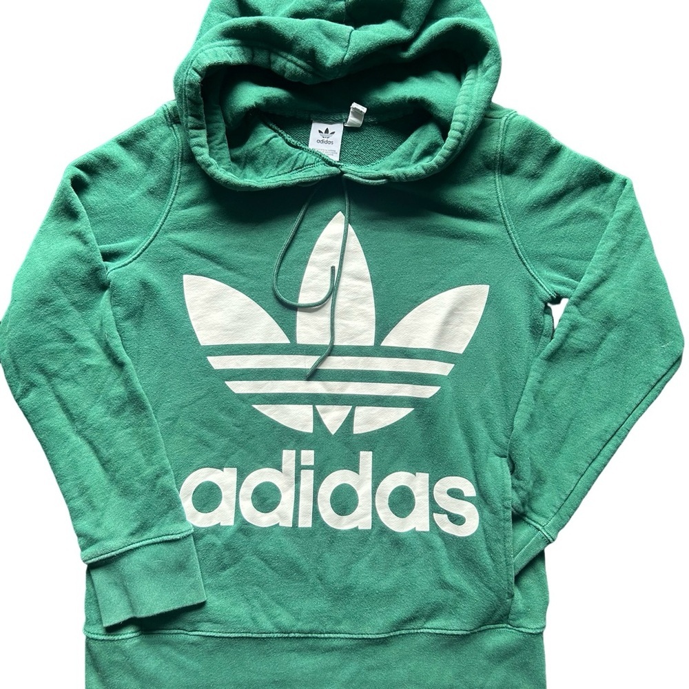 Kids green Adidas Hoodie with white logo
